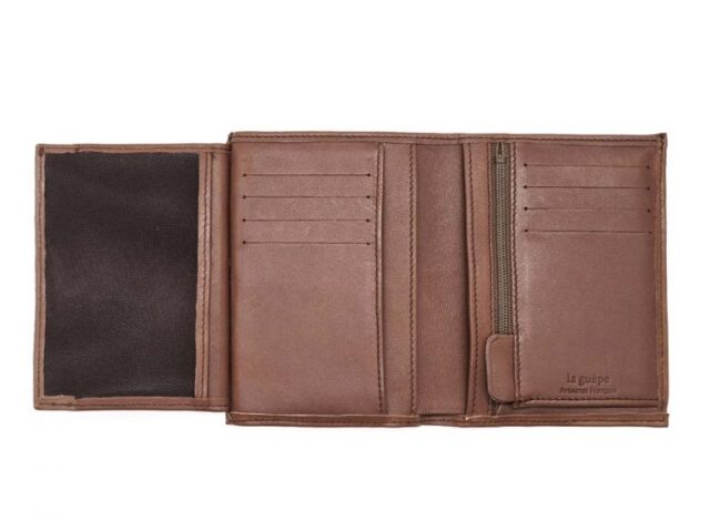 La Guêpe - Petite Maroquinerie - Portefeuille "Luxe" en cuir marron - 13 cm
