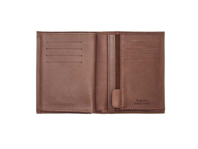 La Guêpe - Petite Maroquinerie - Portefeuille "Luxe" en cuir marron - 13 cm - PM-028-01