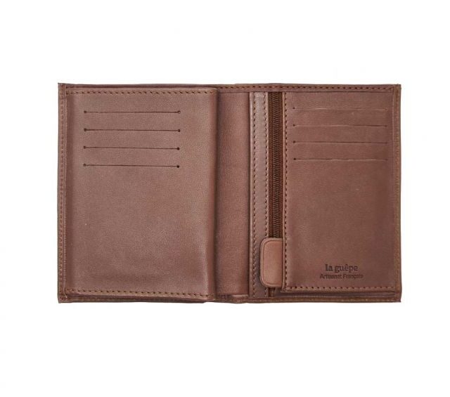 La Guêpe - Petite Maroquinerie - Portefeuille "Luxe" en cuir marron - 13 cm - PM-028-01