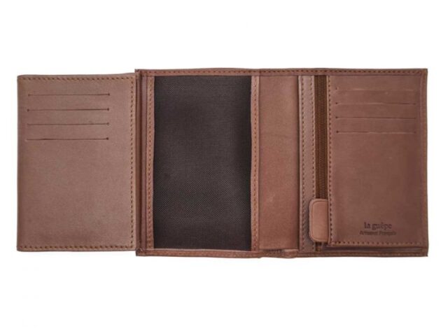 La Guêpe - Petite Maroquinerie - Portefeuille "Luxe" en cuir marron - 13 cm - PM-028-01