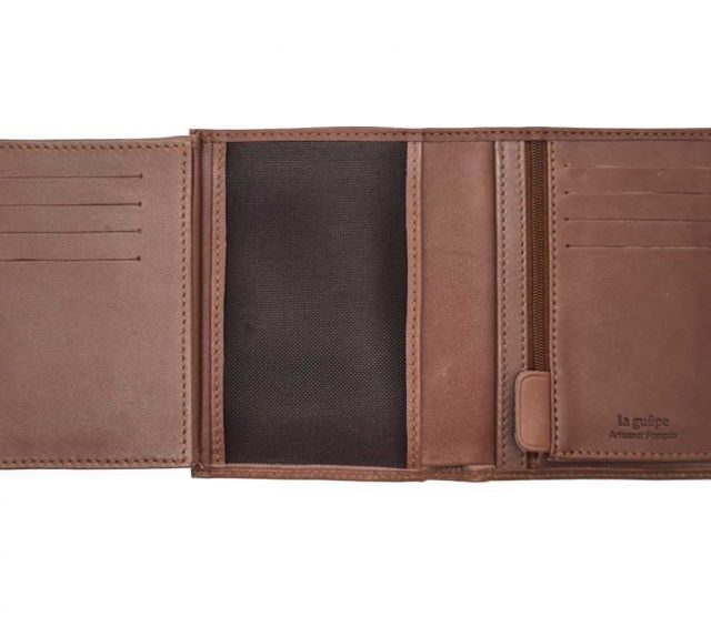 La Guêpe - Petite Maroquinerie - Portefeuille "Luxe" en cuir marron - 13 cm - PM-028-01