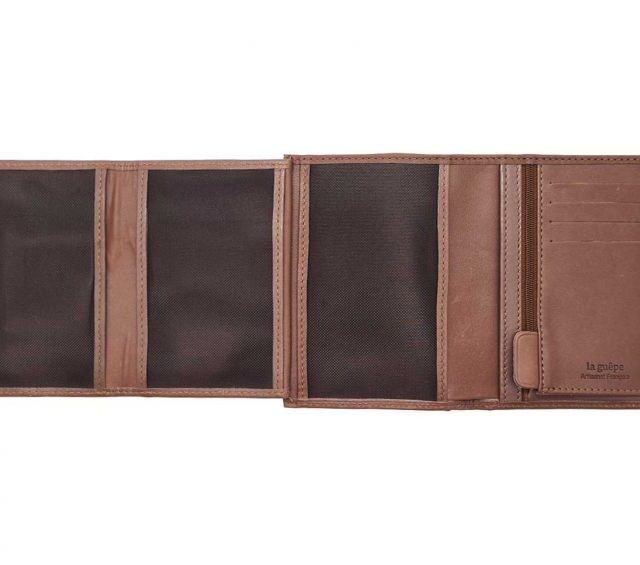 La Guêpe - Petite Maroquinerie - Portefeuille "Luxe" en cuir marron - 13 cm - PM-028-01