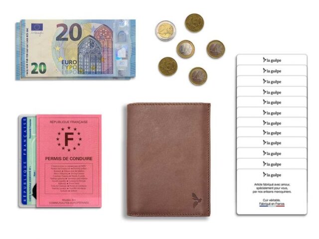 La Guêpe - Petite Maroquinerie - Portefeuille "Luxe" en cuir marron - 13 cm - PM-028-01