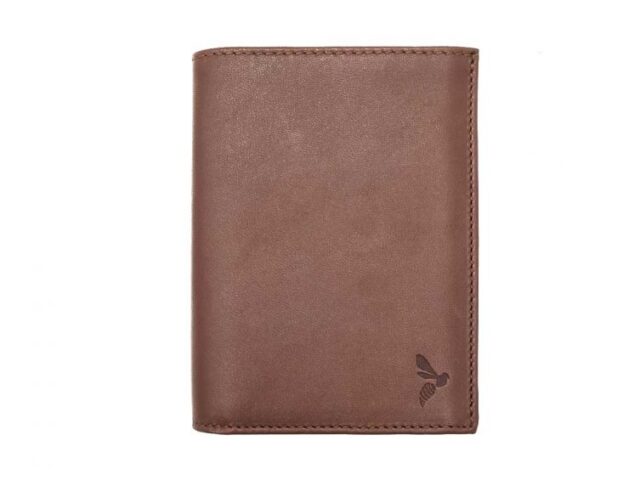 La Guêpe - Portefeuille “Luxe” en cuir marron – 13 cm – PM-028-01