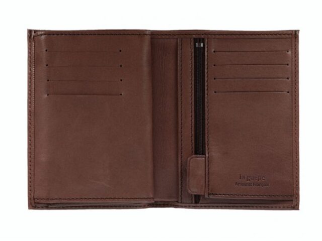 La Guêpe - Petite Maroquinerie - Portefeuille "Luxe" en cuir marron - 13 cm - PM-028-01