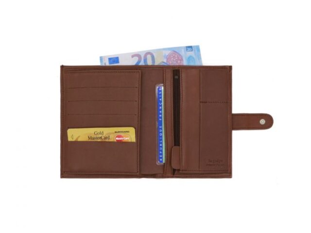 La Guêpe - Petite Maroquinerie - Portefeuille "Luxe" en cuir marron - 15 cm