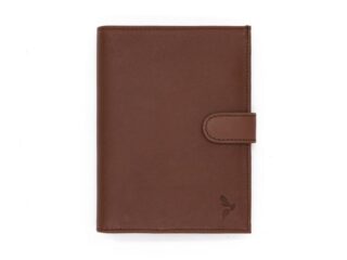 La Guêpe - Portefeuille Luxe en cuir marron  15 cm, 3 volets avec patte  PM-009-01