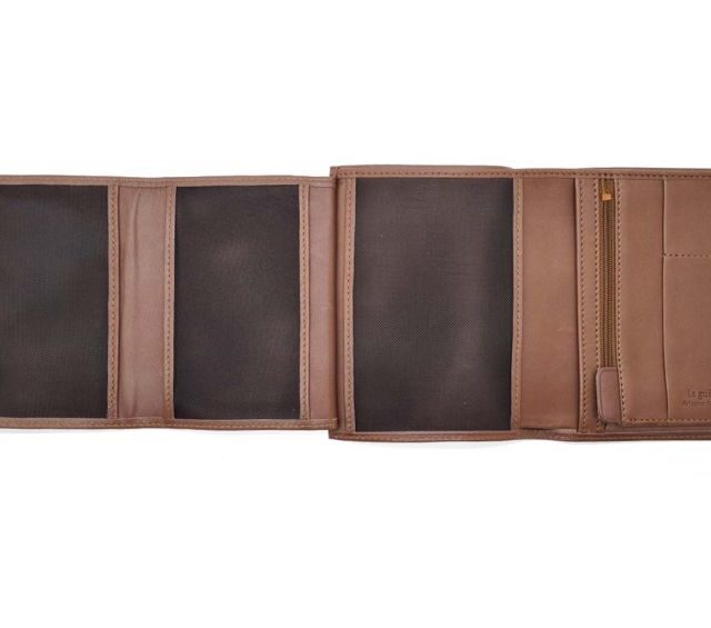 La Guêpe - Petite Maroquinerie - Portefeuille "Luxe" en cuir marron - 15 cm 4 volets - PM-019-01