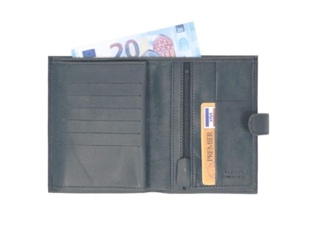 La Guêpe - Petite Maroquinerie - Portefeuille "Luxe" en cuir marron avec patte - 15 cm 4 volets - PM-020-01
