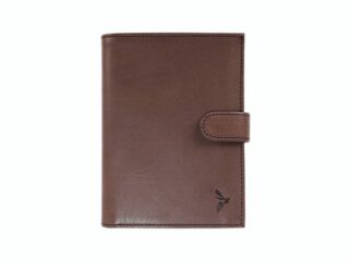 La Guêpe - Portefeuille Luxe en cuir marron avec patte  15 cm 4 volets  PM-020-01