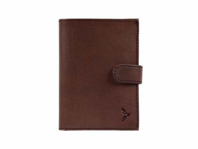 La Guêpe - Petite Maroquinerie - Portefeuille "Luxe" en cuir marron fermeture patte - 13 cm 4 volets - PM-016-01