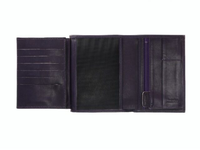 La Guêpe - Petite Maroquinerie - Portefeuille "Luxe" en cuir myrtille - 15 cm 4 volets - PM-019-01