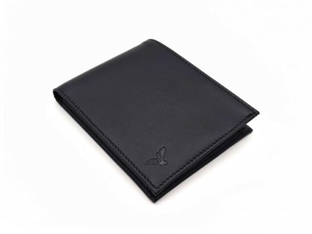 La Guêpe - Petite Maroquinerie - Portefeuille "Luxe" en cuir noir - 12 cm 3 volets à l'italienne - PM-015-01