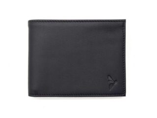 La Guêpe - Portefeuille Luxe en cuir noir  12 cm 3 volets à litalienne  PM-015-01