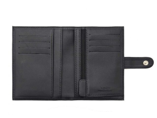 La Guêpe - Petite Maroquinerie - Portefeuille "Luxe" en cuir noir - 13 cm