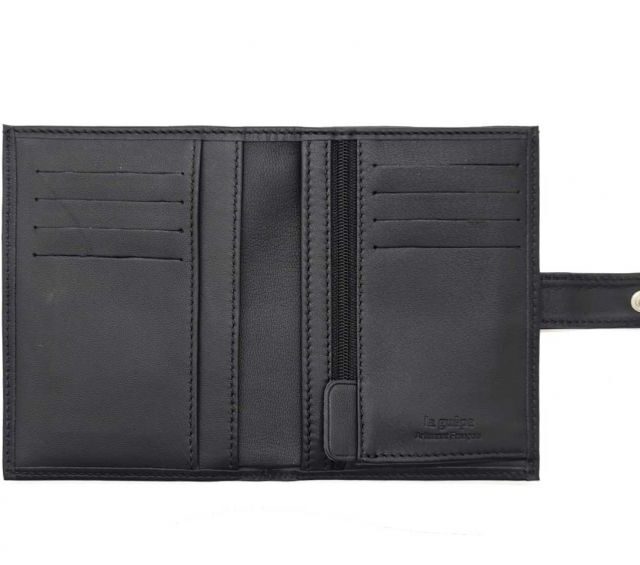 La Guêpe - Petite Maroquinerie - Portefeuille "Luxe" en cuir noir - 13 cm