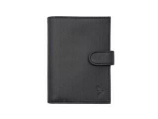 La Guêpe - Portefeuille Luxe en cuir noir  13 cm, 2 volets avec patte  PM-008-01