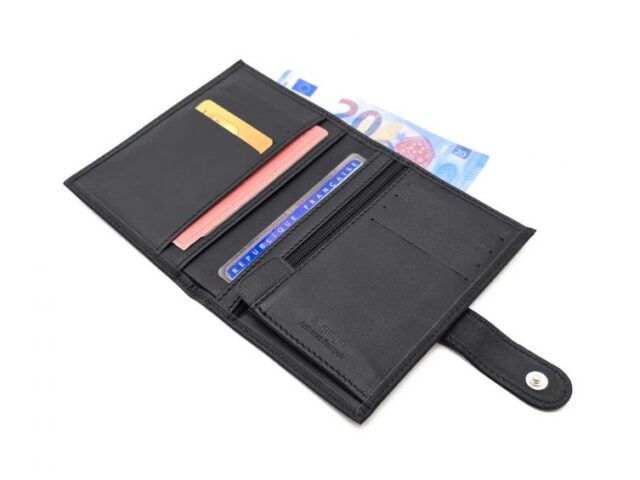 La Guêpe - Petite Maroquinerie - Portefeuille "Luxe" en cuir noir - 13 cm