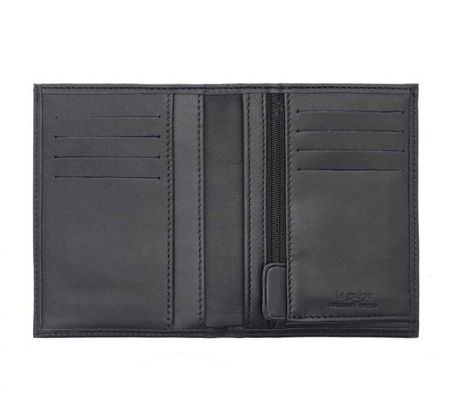 La Guêpe - Petite Maroquinerie - Portefeuille "Luxe" en cuir noir - 13 cm