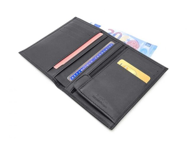 La Guêpe - Petite Maroquinerie - Portefeuille "Luxe" en cuir noir - 13 cm