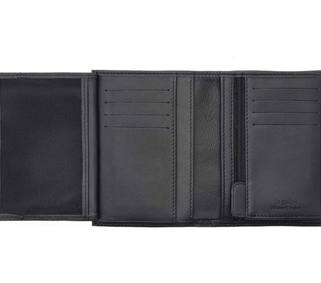 La Guêpe - Petite Maroquinerie - Portefeuille "Luxe" en cuir noir - 13 cm