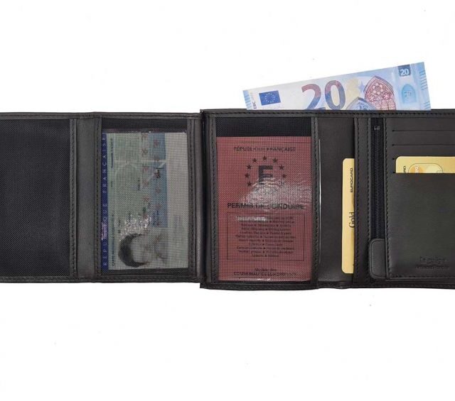 La Guêpe - Petite Maroquinerie - Portefeuille "Luxe" en cuir noir - 13 cm - PM-028-01