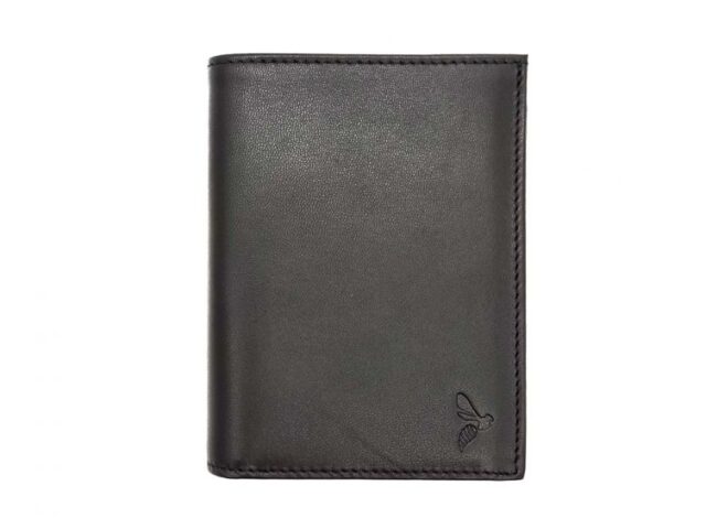 La Guêpe - Portefeuille “Luxe” en cuir noir – 13 cm – PM-028-01