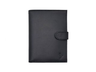 Portefeuille “Luxe” en cuir noir – 15 cm, 2 volets avec patte – PM-010-01 par la marque La Guêpe La Guêpe - Portefeuille “Luxe” en cuir noir – 15 cm, 2 volets avec patte – PM-010-01