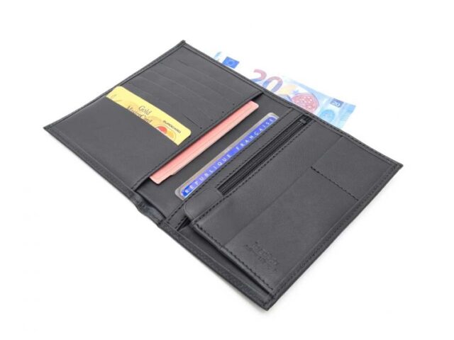 La Guêpe - Petite Maroquinerie - Portefeuille "Luxe" en cuir noir - 15 cm