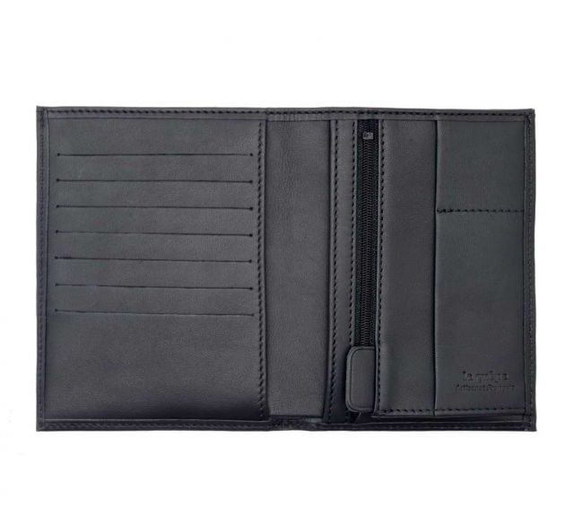 La Guêpe - Petite Maroquinerie - Portefeuille "Luxe" en cuir noir - 15 cm