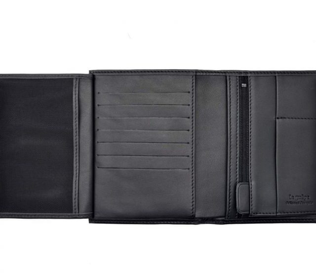 La Guêpe - Petite Maroquinerie - Portefeuille "Luxe" en cuir noir - 15 cm