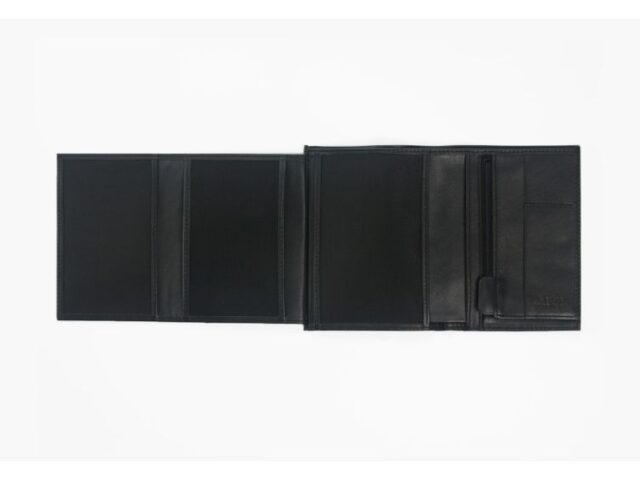 La Guêpe - Petite Maroquinerie - Portefeuille "Luxe" en cuir noir - 15 cm 4 volets - PM-019-01