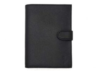 La Guêpe - Portefeuille Luxe en cuir noir avec patte  15 cm 4 volets  PM-020-01