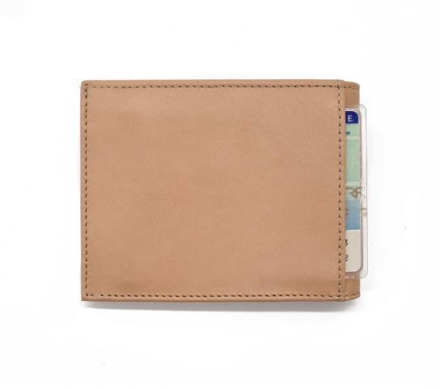 La Guêpe - Petite Maroquinerie - Portefeuille "Luxe" en cuir nude - 12 cm 3 volets à l'italienne - PM-015-01