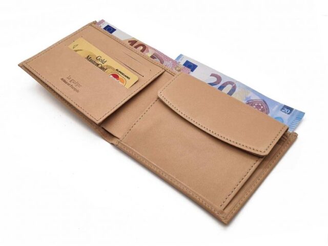 La Guêpe - Petite Maroquinerie - Portefeuille "Luxe" en cuir nude - 12 cm 3 volets à l'italienne - PM-015-01