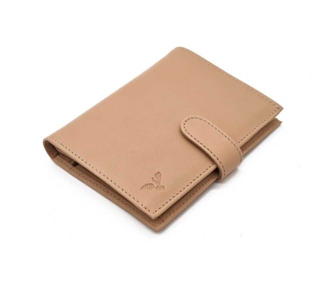 La Guêpe - Petite Maroquinerie - Portefeuille "Luxe" en cuir nude fermeture patte - 13 cm 4 volets - PM-016-01
