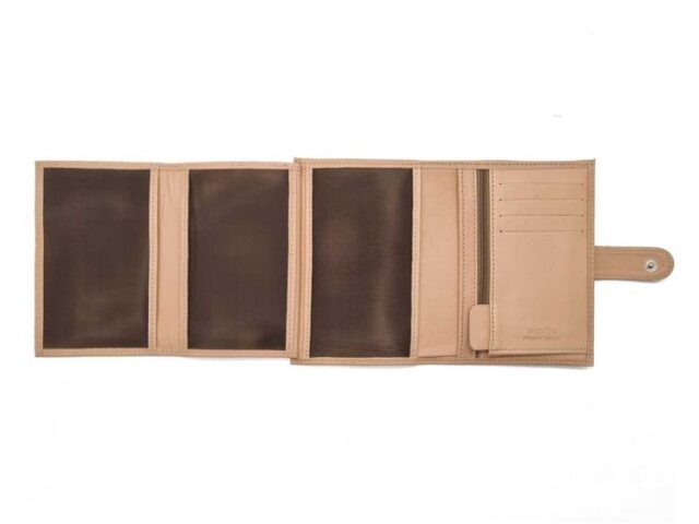 La Guêpe - Petite Maroquinerie - Portefeuille "Luxe" en cuir nude fermeture patte - 13 cm 4 volets - PM-016-01