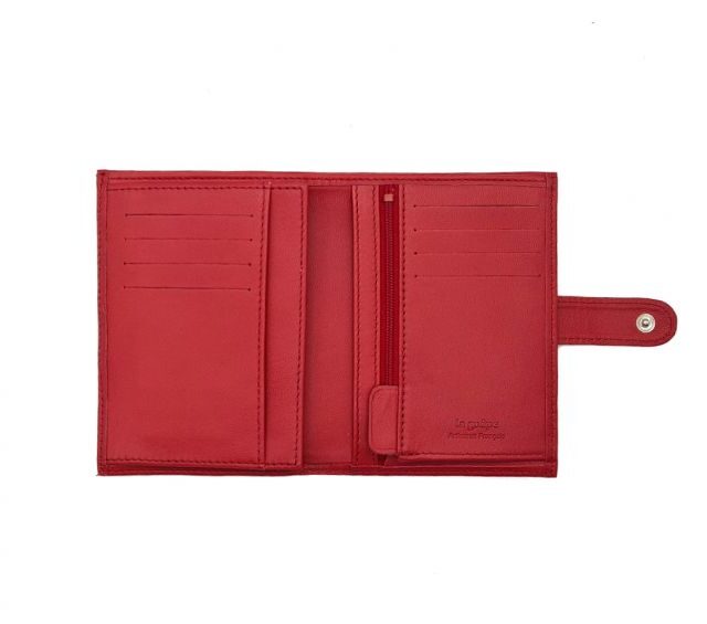 La Guêpe - Petite Maroquinerie - Portefeuille "Luxe" en cuir rouge - 13 cm