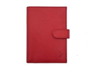 Portefeuille “Luxe” en cuir rouge – 13 cm, 3 volets avec patte – PM-007-01 par la marque La Guêpe La Guêpe - Portefeuille “Luxe” en cuir rouge – 13 cm, 3 volets avec patte – PM-007-01