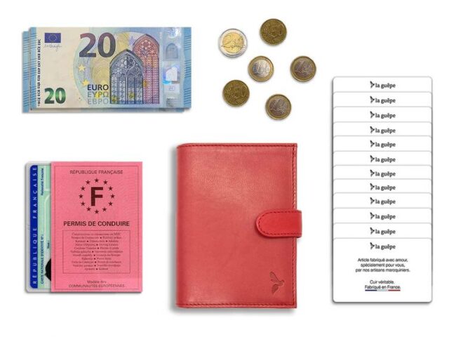 La Guêpe - Petite Maroquinerie - Portefeuille "Luxe" en cuir rouge - 13 cm