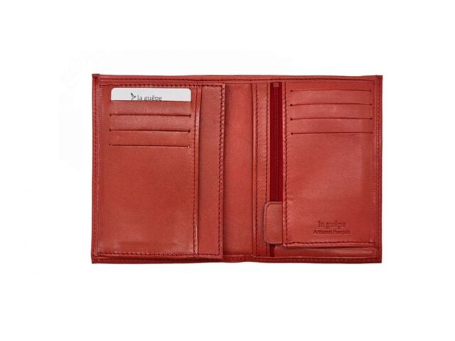 La Guêpe - Petite Maroquinerie - Portefeuille "Luxe" en cuir rouge - 13 cm