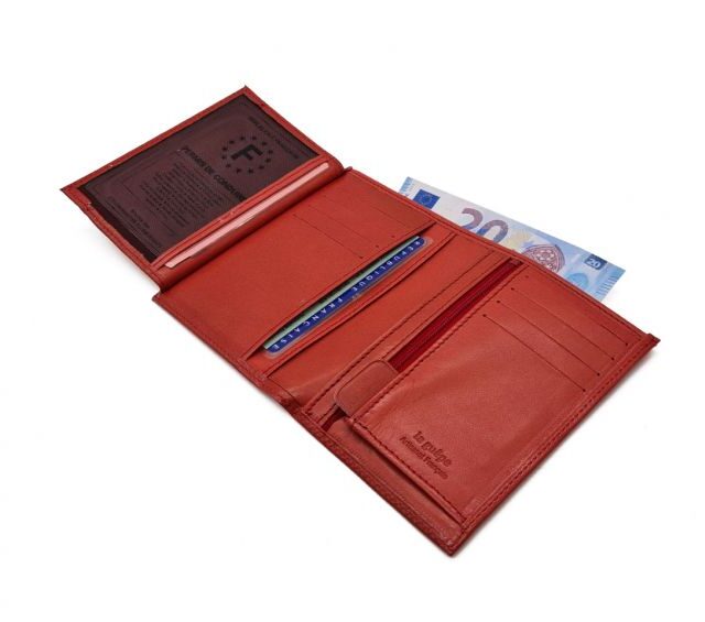 La Guêpe - Petite Maroquinerie - Portefeuille "Luxe" en cuir rouge - 13 cm