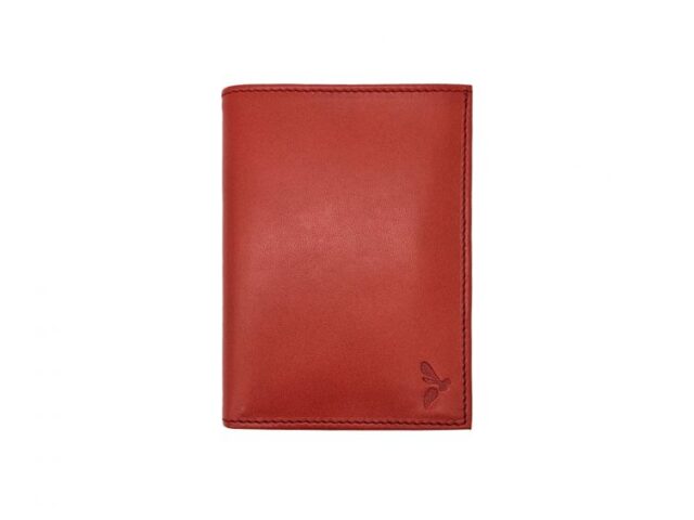 La Guêpe - Portefeuille “Luxe” en cuir rouge – 13 cm, 3 volets – PM-002-01