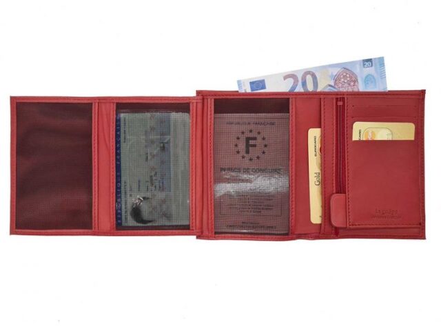 La Guêpe - Petite Maroquinerie - Portefeuille "Luxe" en cuir rouge - 13 cm - PM-028-01