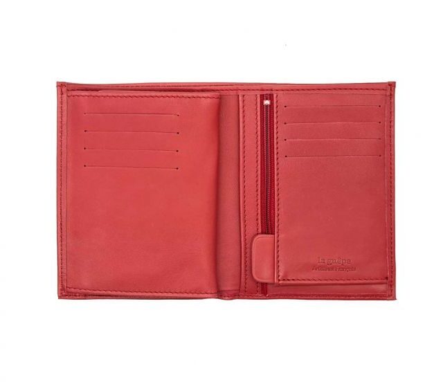 La Guêpe - Petite Maroquinerie - Portefeuille "Luxe" en cuir rouge - 13 cm - PM-028-01
