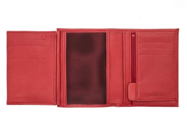 La Guêpe - Petite Maroquinerie - Portefeuille "Luxe" en cuir rouge - 13 cm - PM-028-01