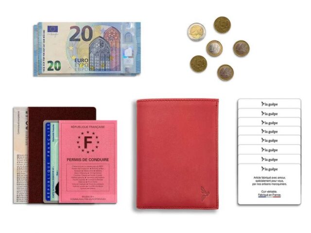 La Guêpe - Petite Maroquinerie - Portefeuille "Luxe" en cuir rouge - 15 cm