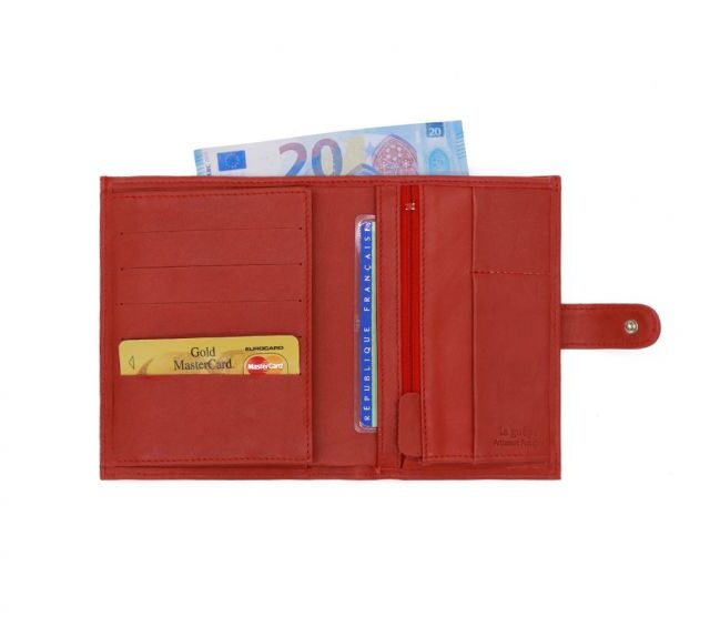 La Guêpe - Petite Maroquinerie - Portefeuille "Luxe" en cuir rouge - 15 cm