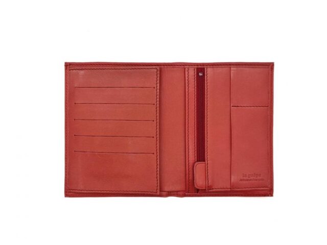 La Guêpe - Petite Maroquinerie - Portefeuille "Luxe" en cuir rouge - 15 cm