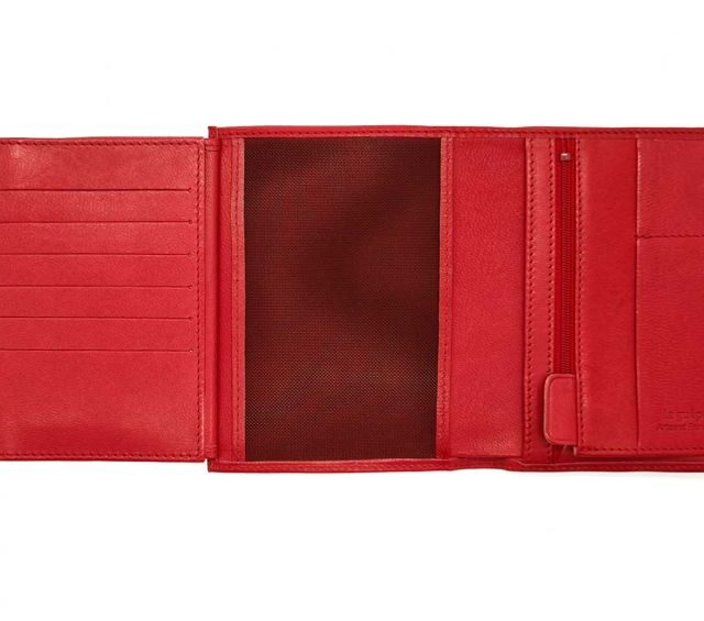 La Guêpe - Petite Maroquinerie - Portefeuille "Luxe" en cuir rouge - 15 cm 4 volets - PM-019-01